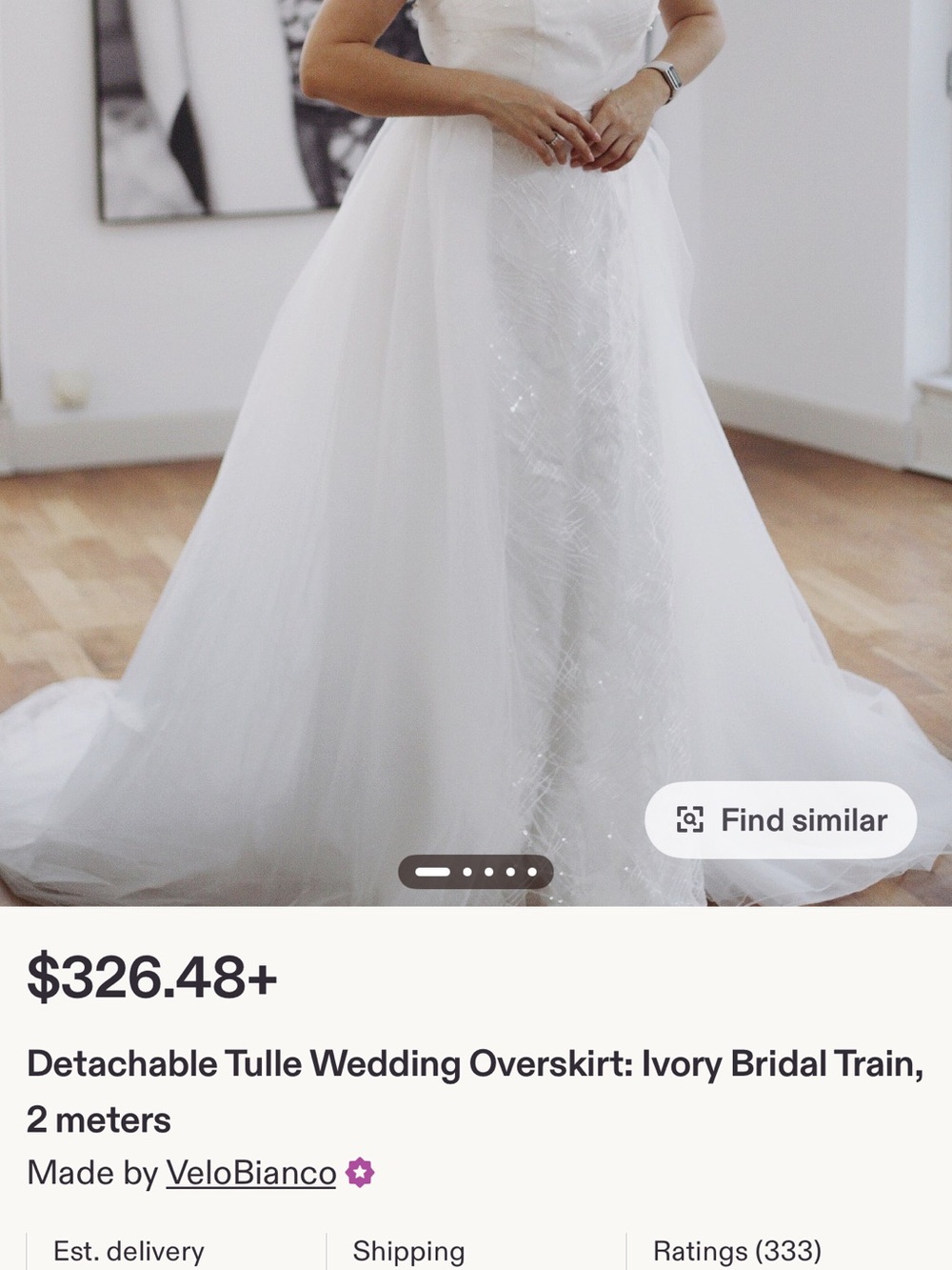 Ivory Detachable Tulle Bridal Overskirt